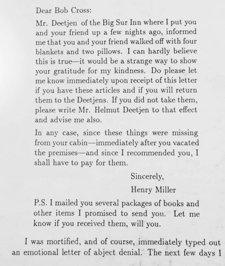 Henry Miller Deetjans Big Sur Inn