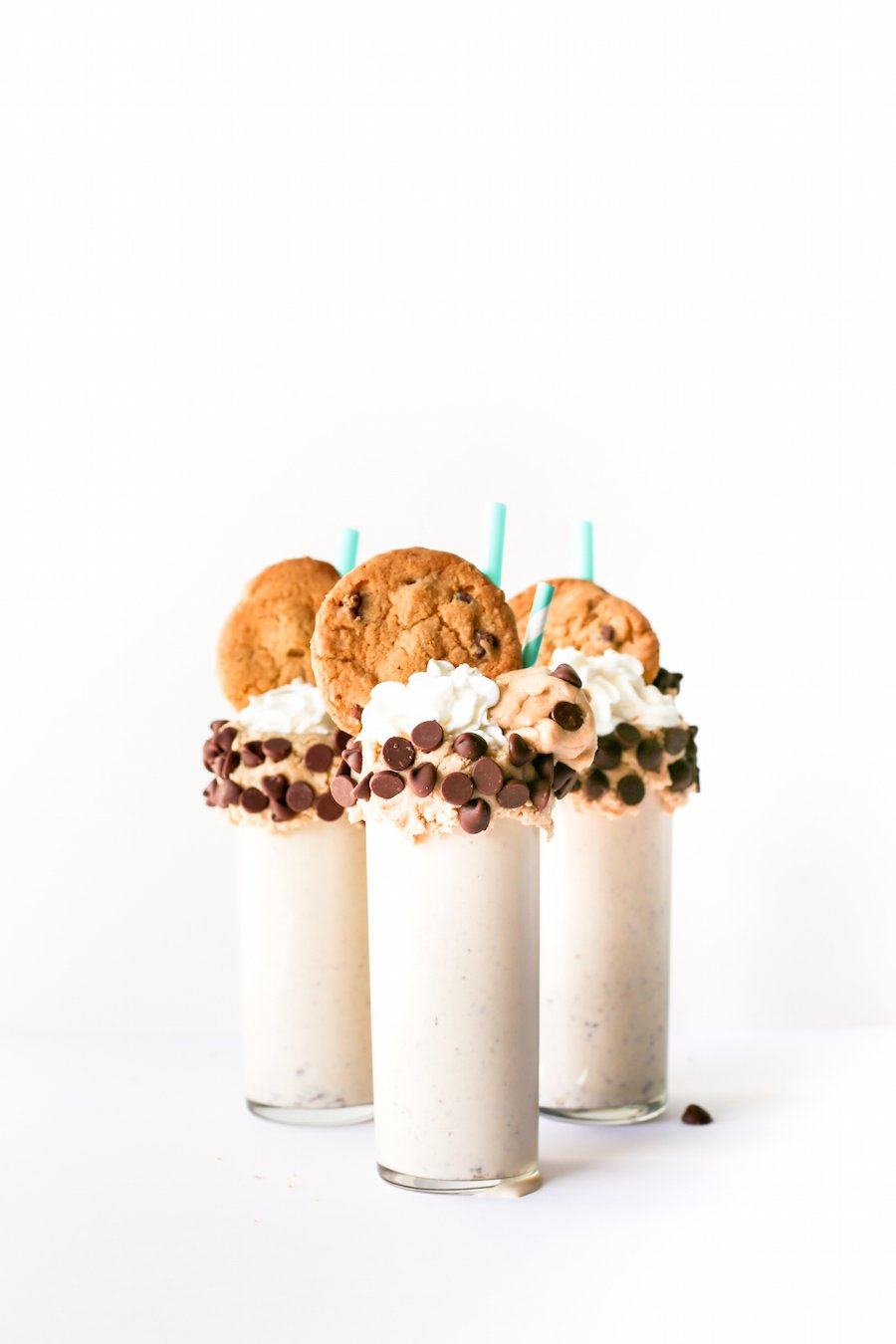 Chocolate Chip Cookie Dough Milkshake, Edible Cookie Dough, Raw Cookie Dough Milkshake, Cookie Dough Vanilla Milkshake, Over the Top Freakshake, Cookie Milkshake, Recipe, Make at Home, Salty Canary