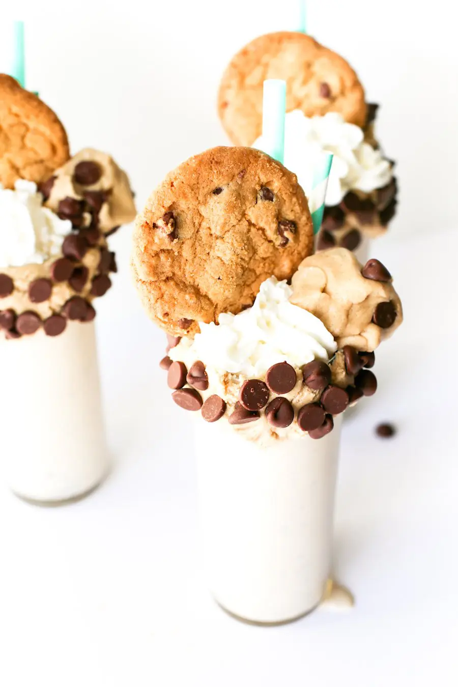 Chocolate Chip Cookie Dough Milkshake, Edible Cookie Dough, Raw Cookie Dough Milkshake, Cookie Dough Vanilla Milkshake, Over the Top Freakshake, Cookie Milkshake, Recipe, Make at Home, Salty Canary