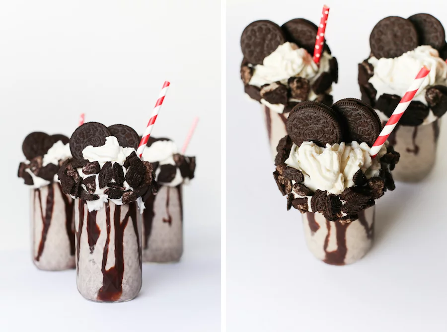 Oreo Cookie Milkshake, Milkshakes, Over-the-Top Freakshake, How do You Make an Oreo Milkshake, Cookies and Cream Milkshake, Recipe, Double Stuffed, Salty Canary 