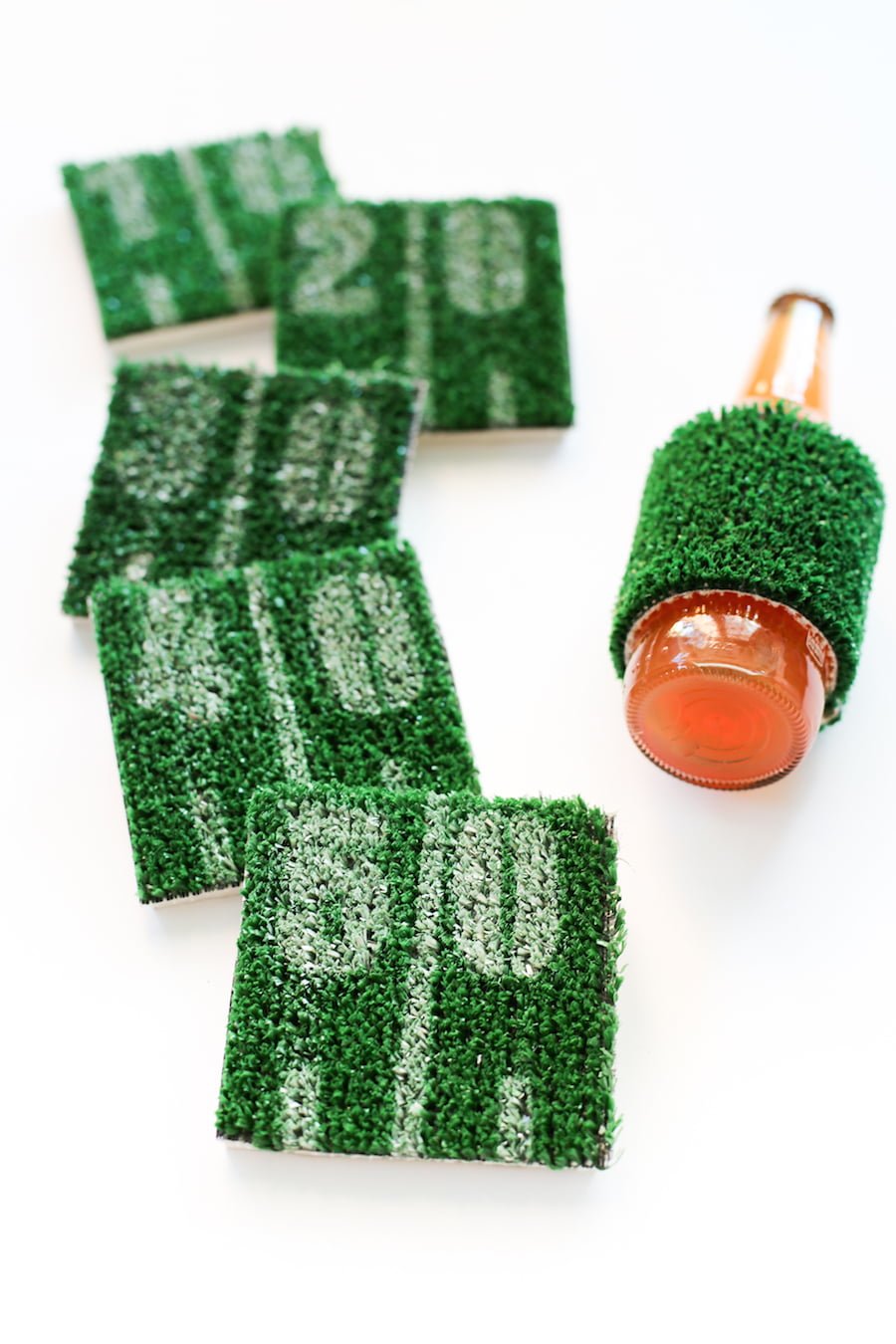 DIY Football Astroturf Yard Line Coasters // Salty Canary