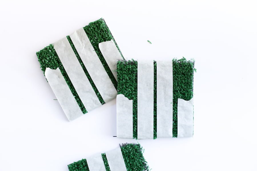 DIY Football Astroturf Yard Line Coasters // Salty Canary