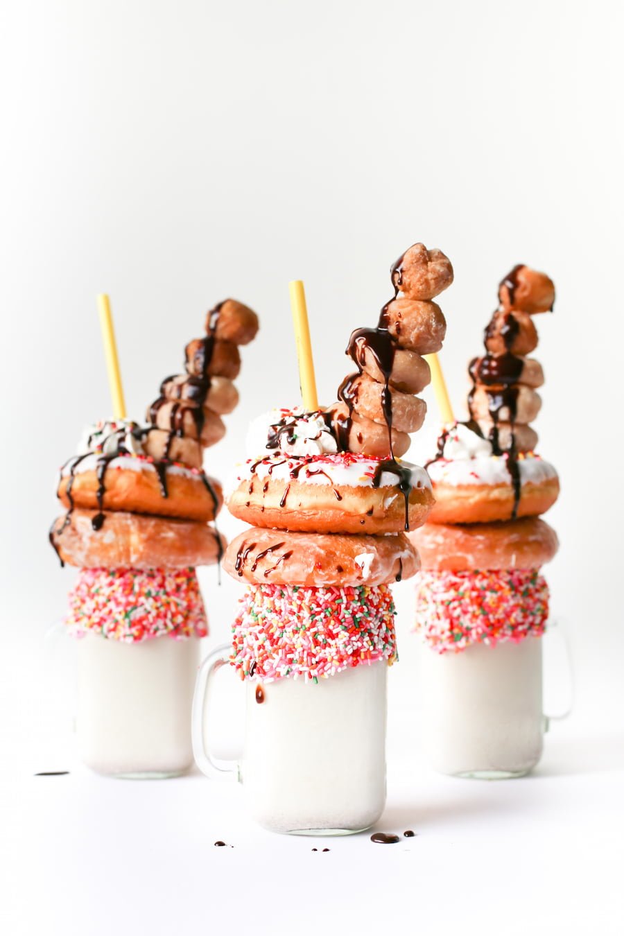 Over-the-Top Donut Milkshake, Freakshake, Breakfast Milkshake, Decadent Donut Milkshake, Donut Dessert, Milkshake, Dessert Recipe, Dessert for Sharing