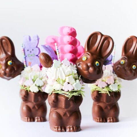 Instead of making an Easter basket, just throw it all into an Easter Bunny Basket Milkshake! A Peeps milkshake inside of a hollow chocolate Easter bunny!
