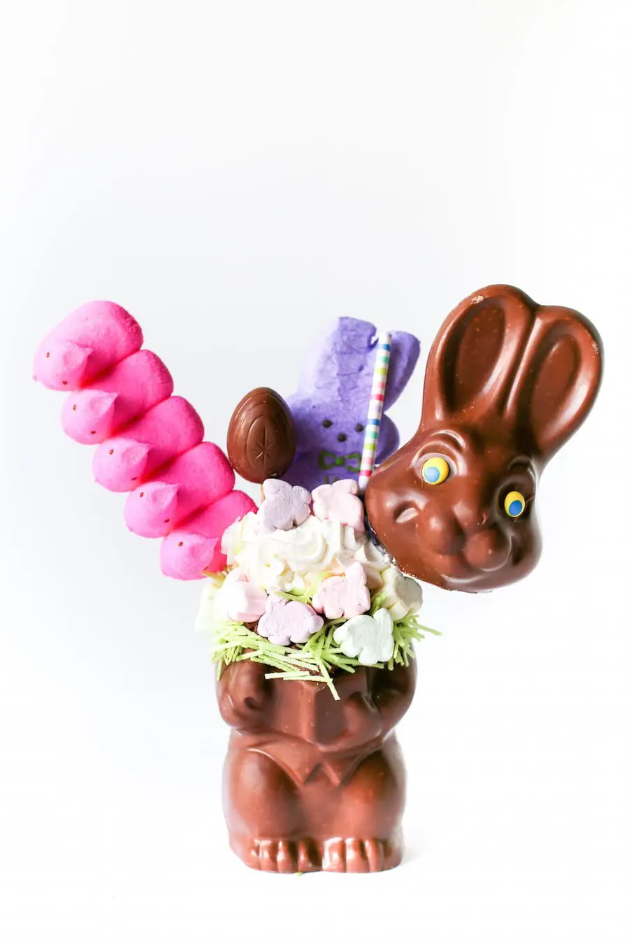 Chocolate Easter bunny filled with a delicious Peeps milkshake // Salty Canary