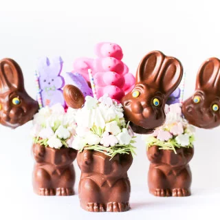 Chocolate Easter bunny filled with a delicious Peeps milkshake // Salty Canary