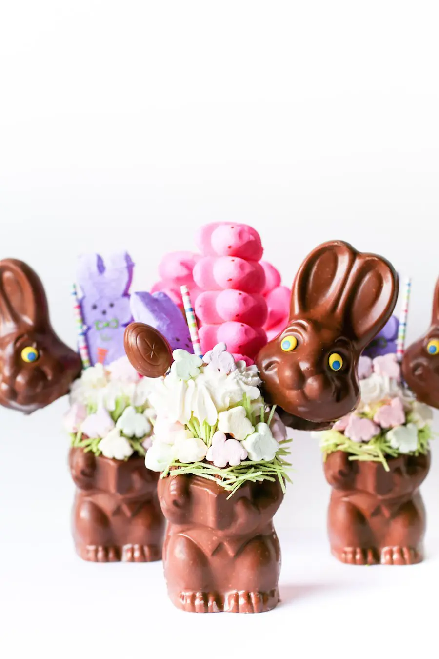 Chocolate Easter bunny filled with a delicious Peeps milkshake // Salty Canary