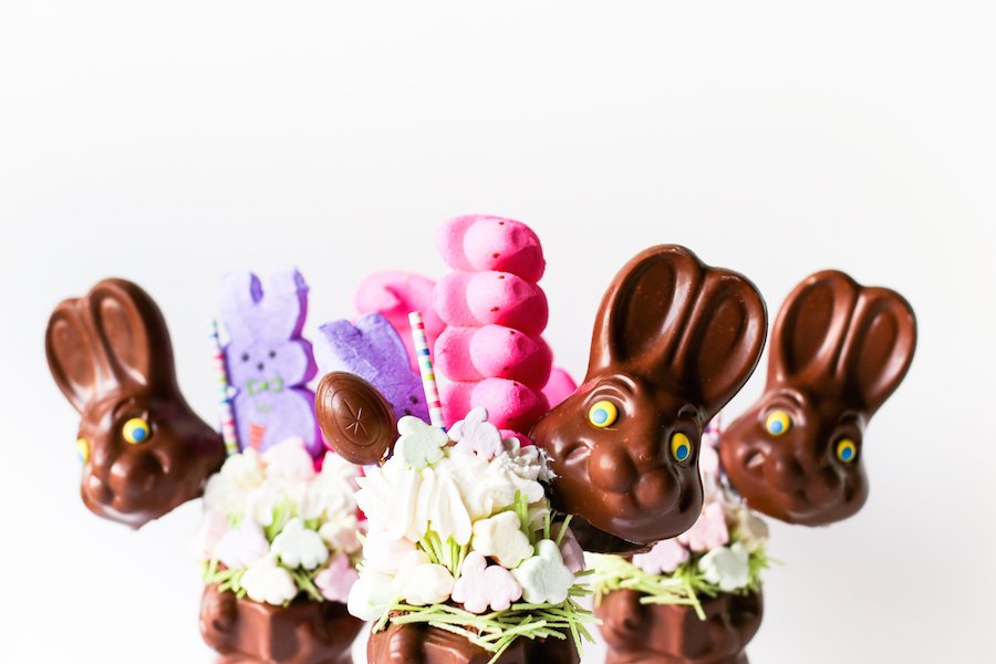 Chocolate Easter bunny filled with a delicious Peeps milkshake // Salty Canary