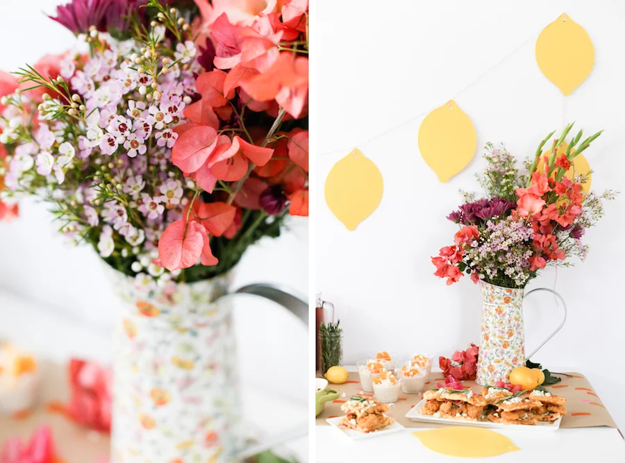 Throw a Southern-Style Spring Brunch Party to celebrate the arrival of spring complete with an Iced Tea Bar, Chicken & Waffle Sliders, and Peach Coconut Grits! The perfect backdrop for Easter, Mother's Day, a spring bridal or baby shower!