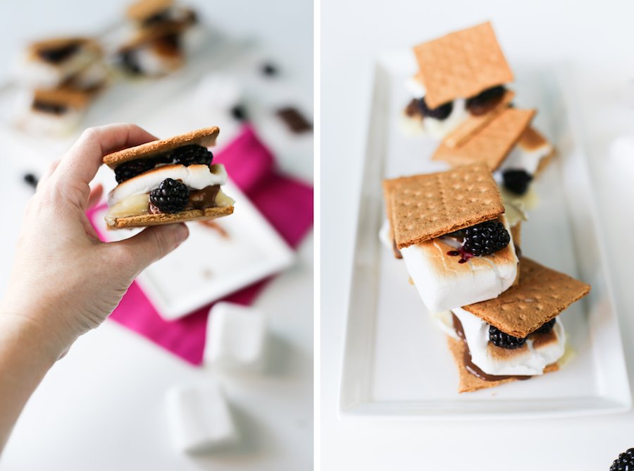Try this very adult, gourmet version of s'mores: Blackberry Brie S'mores // saltycanary.com