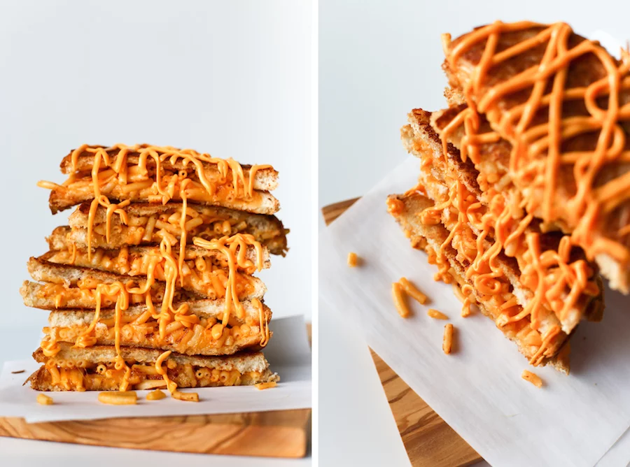 Mac And Cheese Grilled Cheese Sandwich // This is one comfort food stuffed into another comfort food and then grilled to perfection! // saltycanary.com