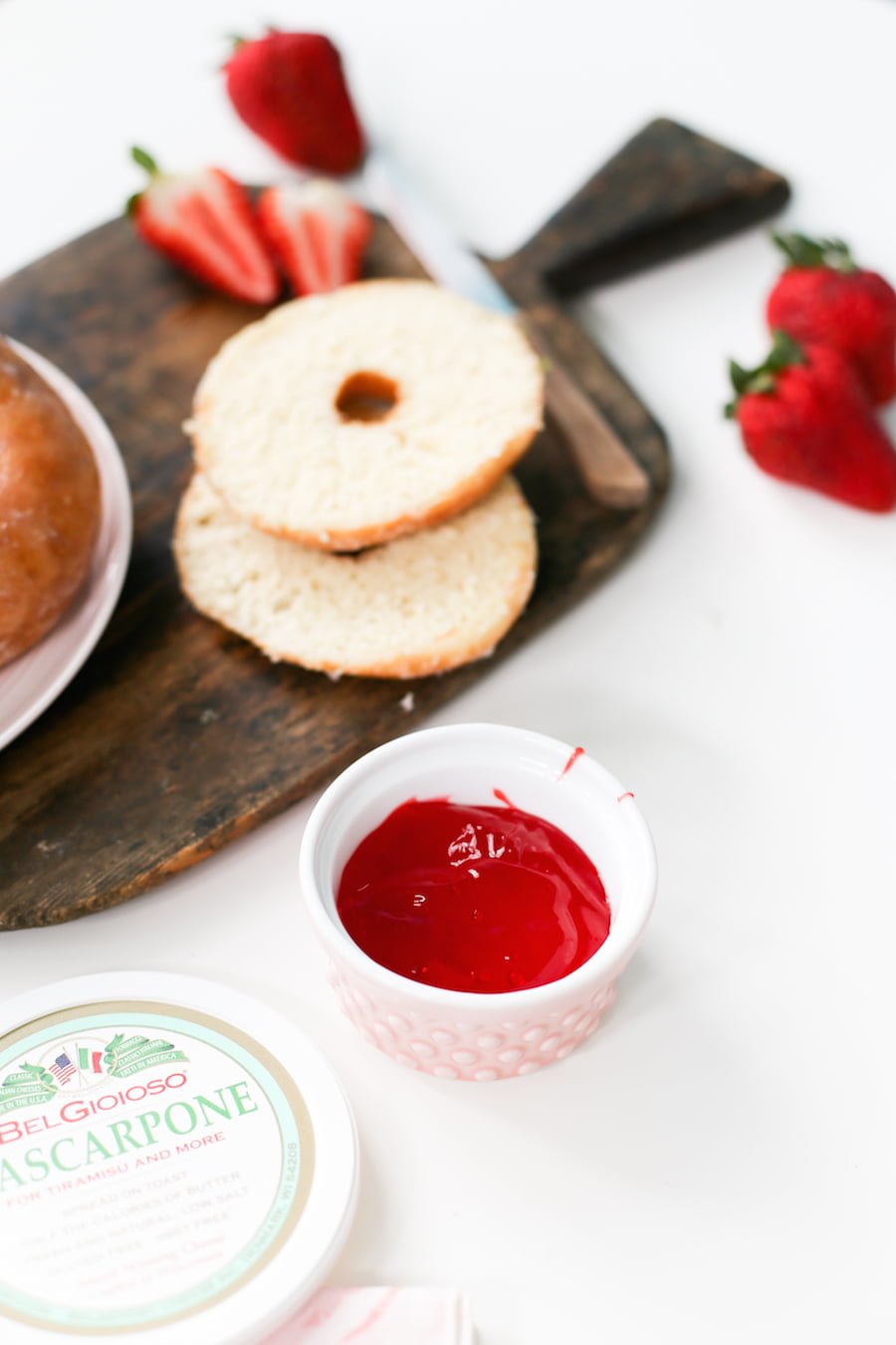 Celebrate Grilled Cheese Month with this Strawberry Mascarpone Grilled Cheese Donut for breakfast or dessert! // saltycanary.com