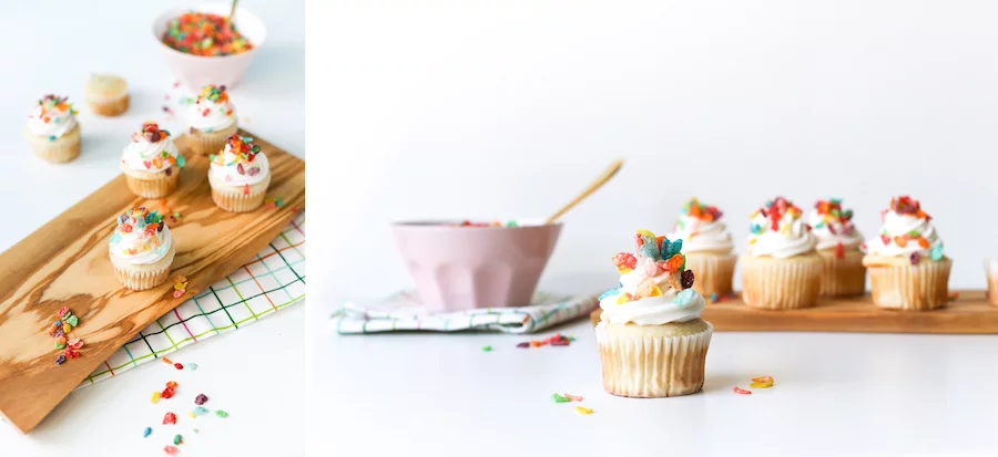 Cereal Milk Cupcakes! Best part? Made from a box mix! // saltycanary.com