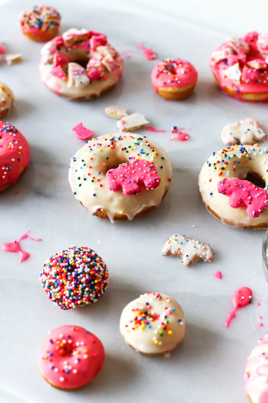 Make these Circus Animal Cookie Donuts for your next birthday or just to bring into the office to celebrate Friday! // saltycanary.com