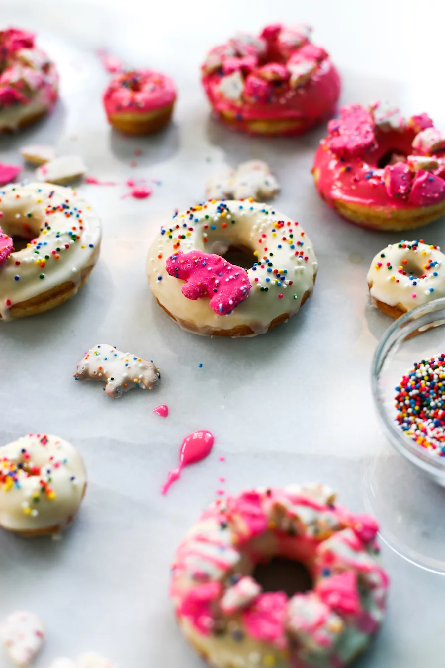 Make these Circus Animal Cookie Donuts for your next birthday or just to bring into the office to celebrate Friday! // saltycanary.com