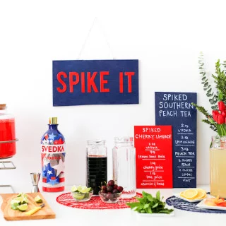 Throw a party with spiked cocktails for this summer's holiday! Cocktails can be a Spiked Cherry Limeade or Spiked Southern Peach Tea! // saltycanary.com