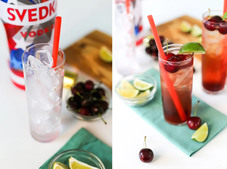 Throw a party with spiked cocktails for this summer's holiday! Cocktails can be a Spiked Cherry Limeade or Spiked Southern Peach Tea! // saltycanary.com