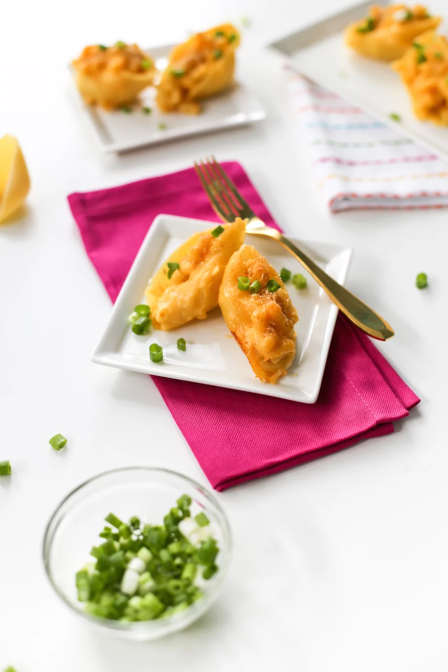 Are you ready for this? Mac and Cheese Stuffed Shells. Yes! That's cheese covered pasta stuffed into BIGGER PASTA and covered with MORE CHEESE! What?!? 