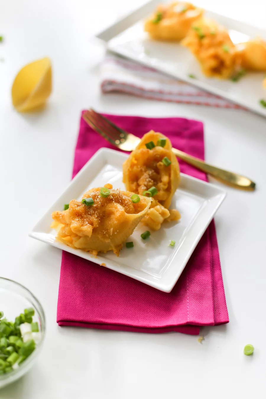 Are you ready for this? Mac and Cheese Stuffed Shells. Yes! That's cheese covered pasta stuffed into BIGGER PASTA and covered with MORE CHEESE! What?!? 