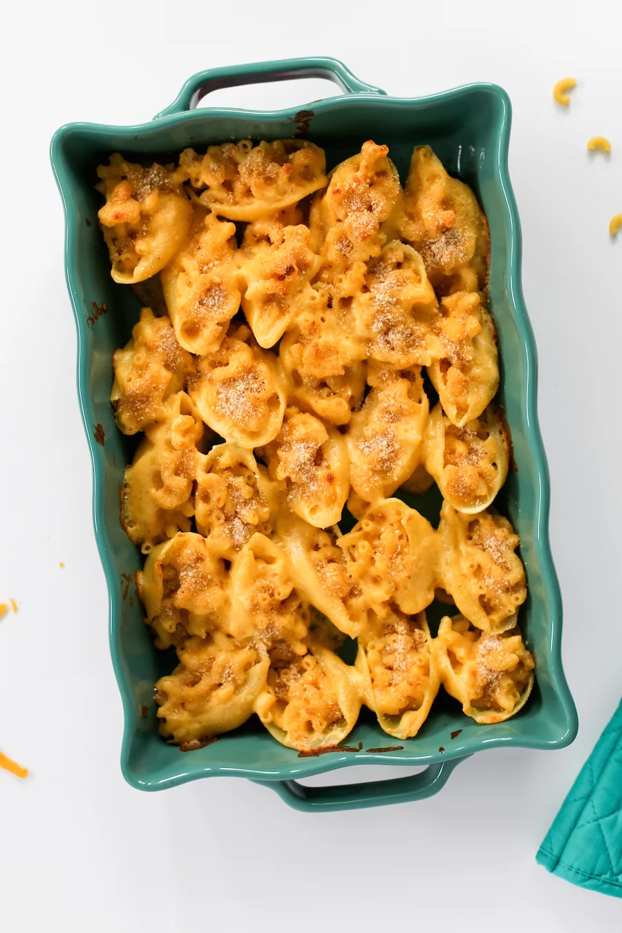 Are you ready for this? Mac and Cheese Stuffed Shells. Yes! That's cheese covered pasta stuffed into BIGGER PASTA and covered with MORE CHEESE! What?!?