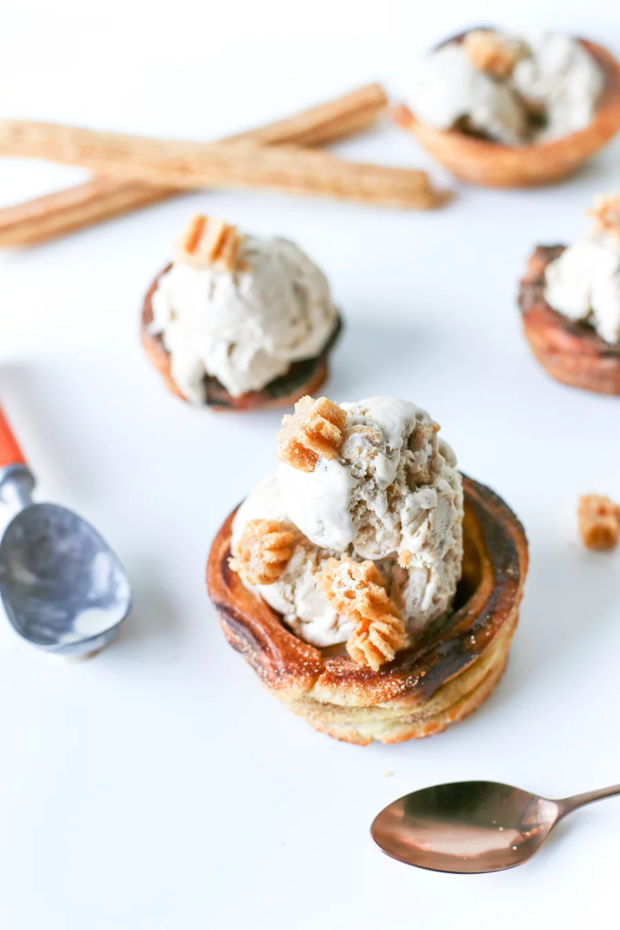 Go for churro overload and make this homemade Churro Ice Cream in homemade Churro Bowls! // Salty Canary