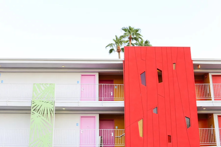 Take a Palm Springs Door Tour to see all the bright & colorful midcentury modern front doors, Instagram Photos, Insta-worthy, Driving Tour, Architecture Tour, Weekend Trip, Palm Springs Guide, Travel Guide, What to do in Palm Springs, Walking Door, Photo Tour, That Pink Door Address, Free Printable Map, Salty Canary 