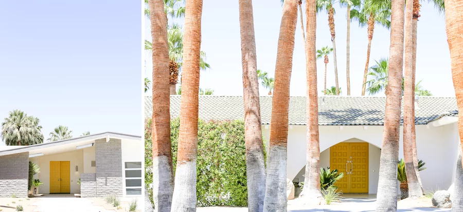 Take a Palm Springs Door Tour to see all the bright & colorful midcentury modern front doors, Instagram Photos, Insta-worthy, Driving Tour, Architecture Tour, Weekend Trip, Palm Springs Guide, Travel Guide, What to do in Palm Springs, Walking Door, Photo Tour, That Pink Door Address, Free Printable Map, Salty Canary 