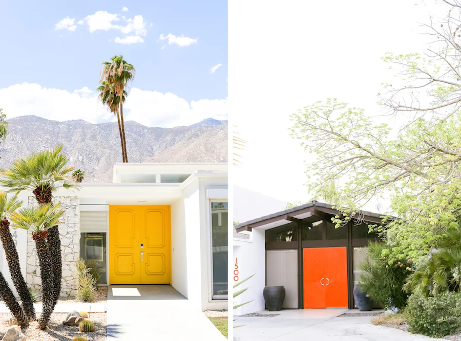 Take a Palm Springs Door Tour to see all the bright & colorful midcentury modern front doors, Instagram Photos, Insta-worthy, Driving Tour, Architecture Tour, Weekend Trip, Palm Springs Guide, Travel Guide, What to do in Palm Springs, Walking Door, Photo Tour, That Pink Door Address, Free Printable Map, Salty Canary 