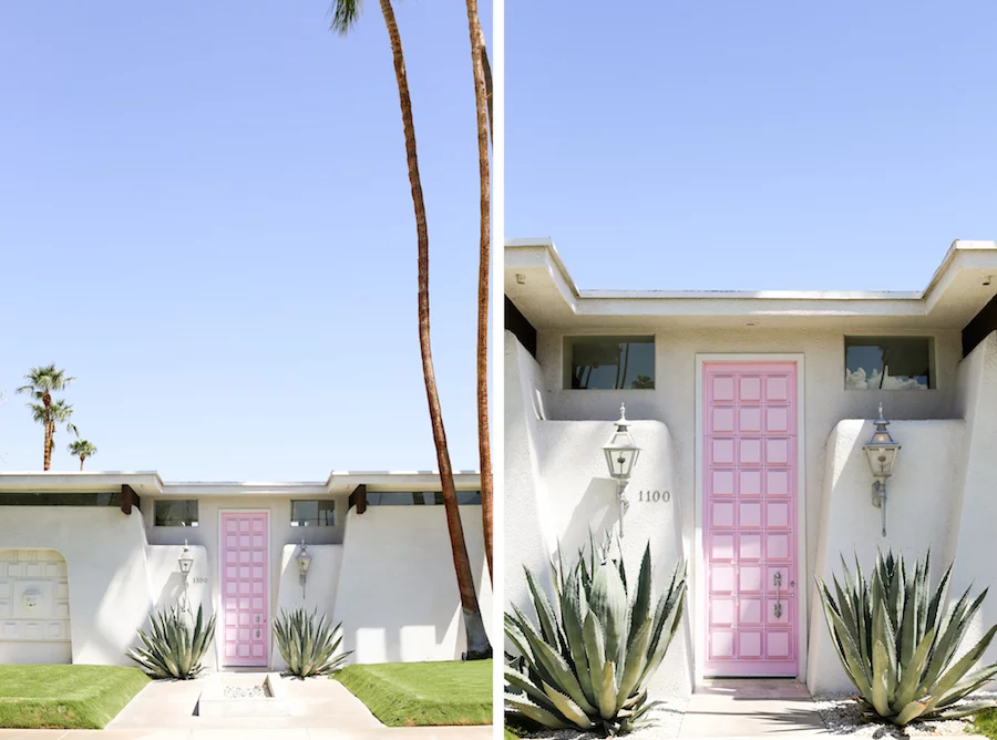 Take a Palm Springs Door Tour to see all the bright & colorful midcentury modern front doors, Instagram Photos, Insta-worthy, Driving Tour, Architecture Tour, Weekend Trip, Palm Springs Guide, Travel Guide, What to do in Palm Springs, Walking Door, Photo Tour, That Pink Door Address, Free Printable Map, Salty Canary 