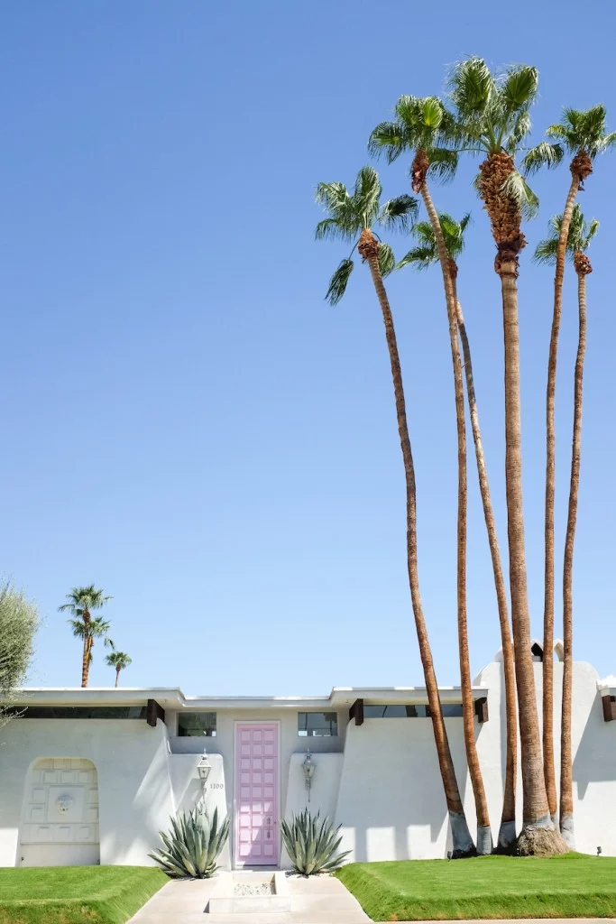 Take a self-guided Palm Springs Door Tour to check out all the bright & colorful modern front doors including "that pink door!" // Salty Canary