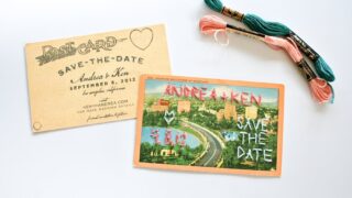 Embroidered Save the Date Wedding Postcards // Salty Canary