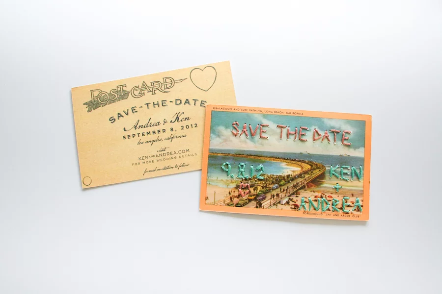 Embroidered Save the Date Wedding Postcards // Salty Canary 