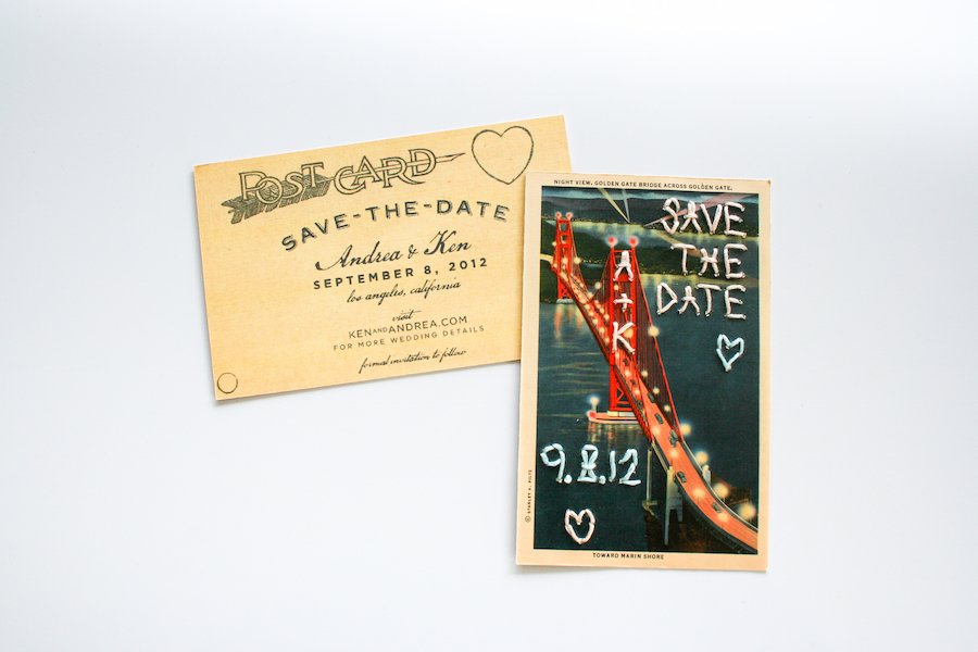 Embroidered Save the Date Wedding Postcards // Salty Canary 