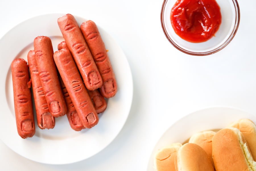 Halloween Bloody Severed Finger Hot Dogs, Gross Halloween Food, Finger Food, Halloween Party Food, Salty Canary