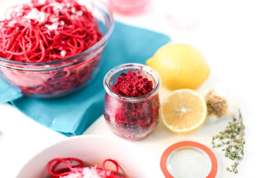 Beet Root Pink Pesto Pasta Recipe // Salty Canary