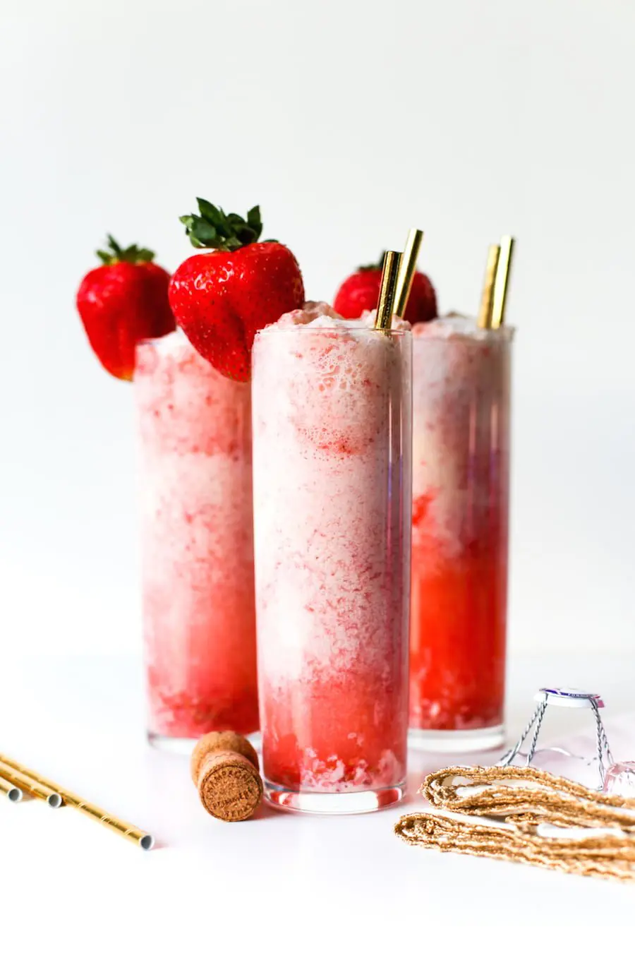 Strawberry Champagne Floats - Easy Valentine's Day Cocktail