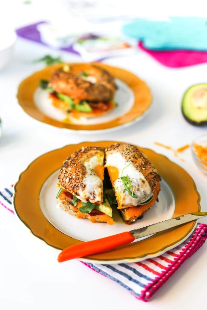 Egg in a Hole Breakfast Bagel Sandwich Salty Canary