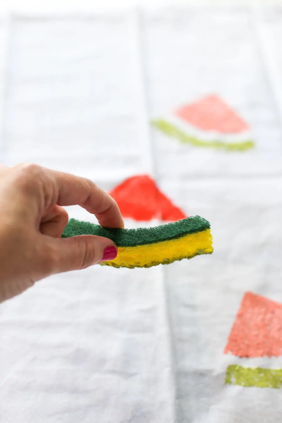 DIY Watermelon Sponge Stamped Tea Towels // Salty Canary