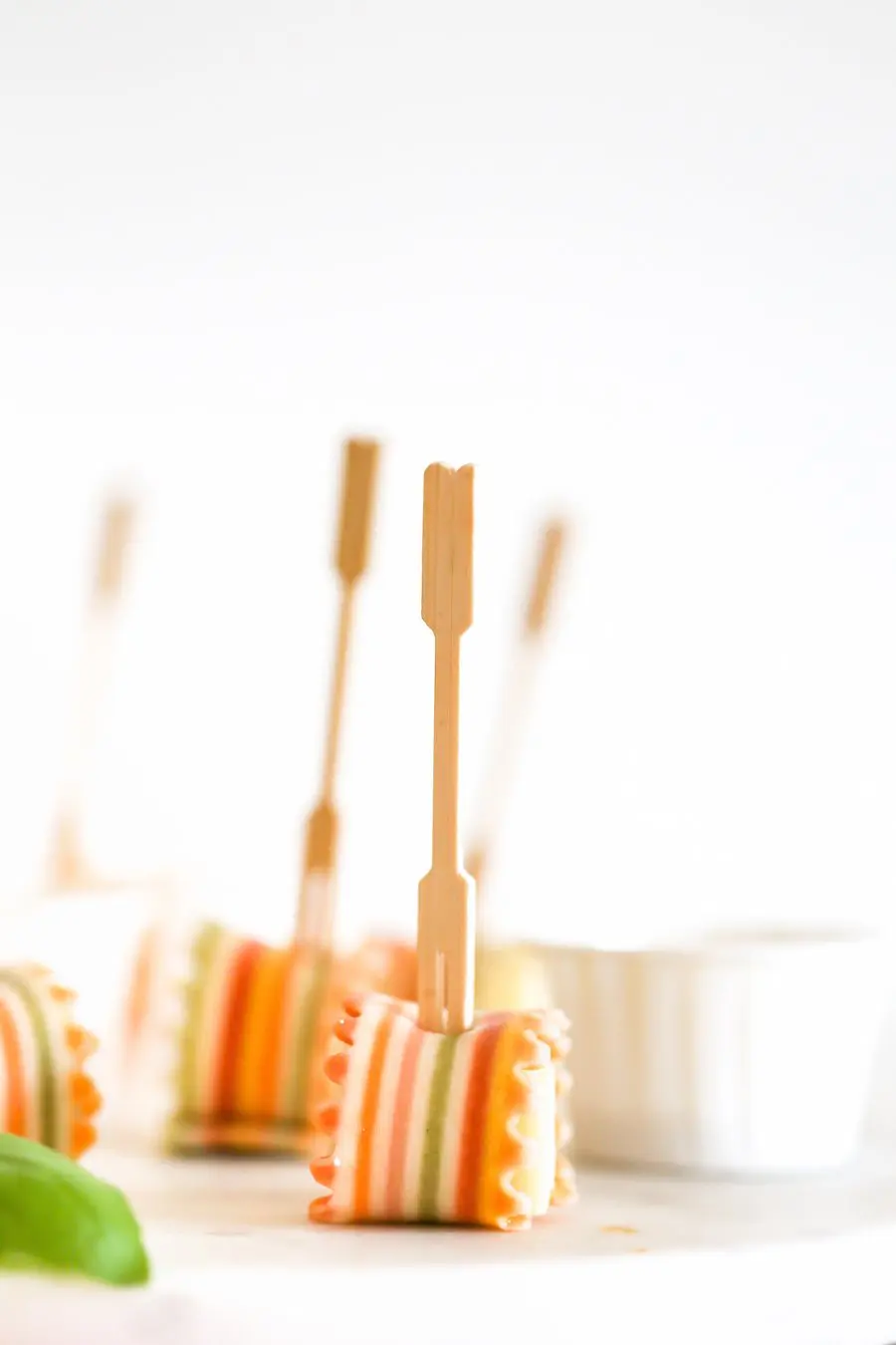 Rainbow Pasta Parmesan Cheese Appetizer on a Stick // Salty Canary 