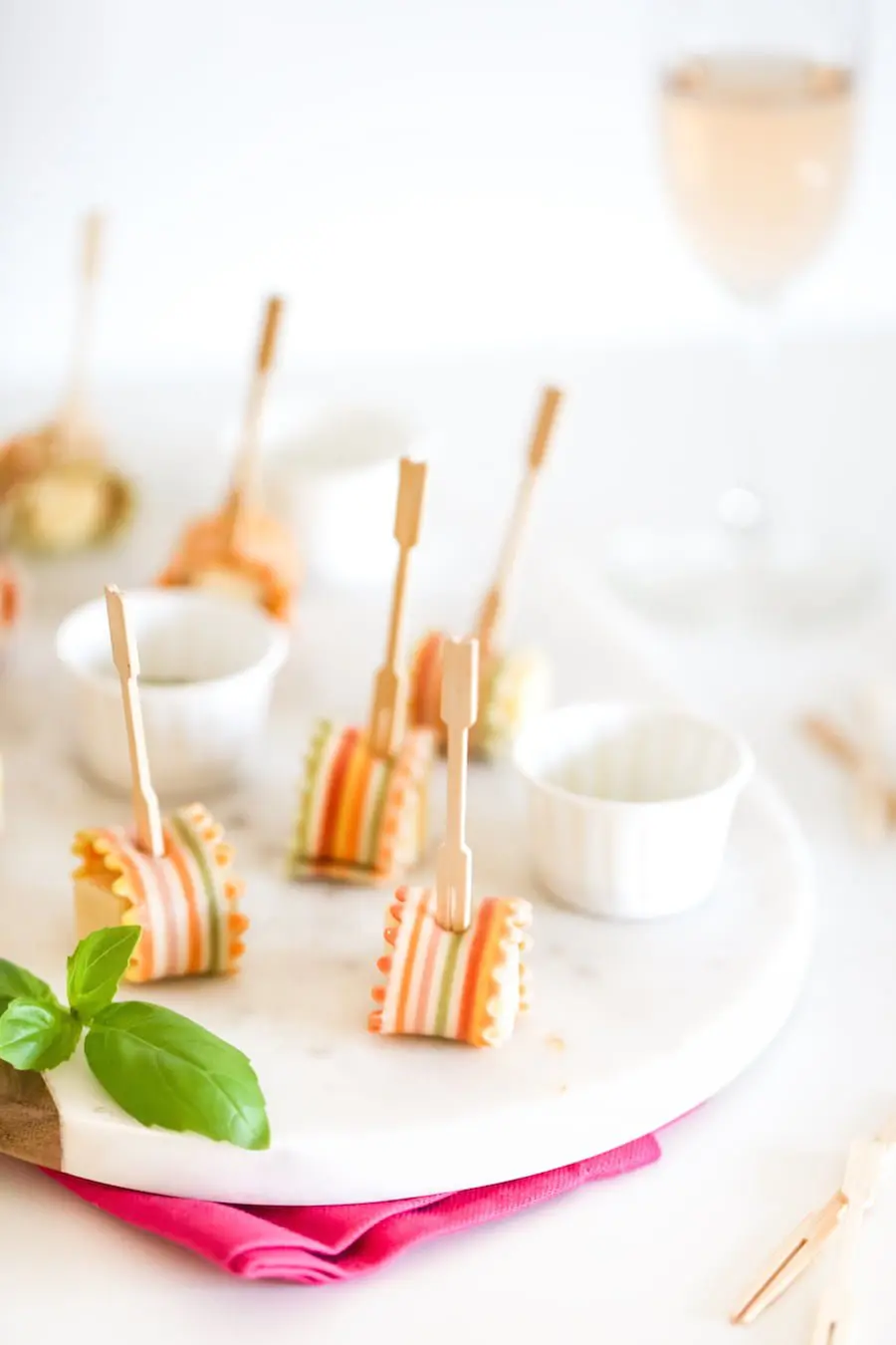 Rainbow Pasta Parmesan Cheese Appetizer on a Stick // Salty Canary