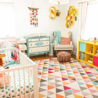 A Bright and Colorful Boy/Girl Twin Nursery // Salty Canary