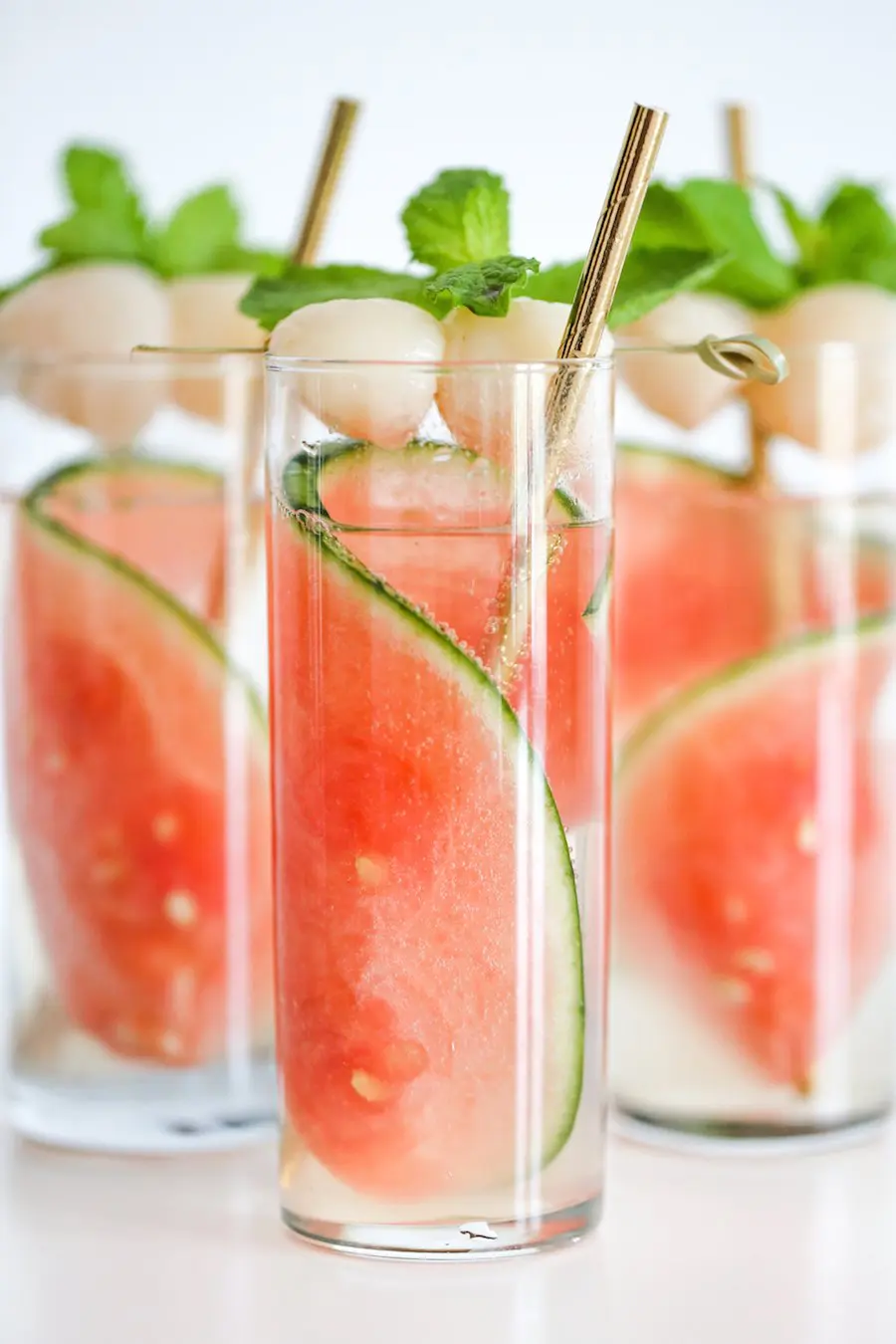 Sparkling Watermelon Lychee Cocktail // Salty Canary