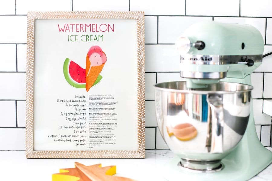 Free Print of Watermelon Ice Cream Recipe // Salty Canary
