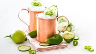 Jalapeño Cucumber Moscow Mule Cocktail Drink Recipe in Copper Mugs Salty Canary