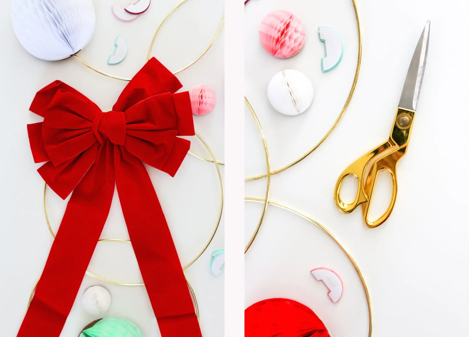 Host a Modern Holiday Wreath Making Party, How to Throw a Wreath Making Party, Honeycomb Wreath, DIY Holiday Wreath Party, Brunch, Holiday Wreath-Making Brunch Party, Christmas Wreath-Making Party, Honeycomb Christmas Wreath Tutorial, How to Throw a Wreath Making Party
