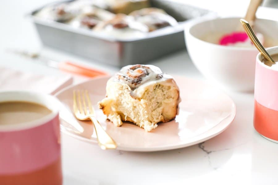 Coffee Cinnamon Rolls with Coffee Creamer Cream Cheese Icing // Salty Canary