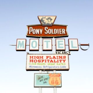 Route 66 Road Trip Ultimate Guide, Pony Soldier Motel Sign in Tucumcari, New Mexico
