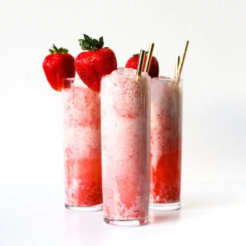 Strawberry Champagne Floats